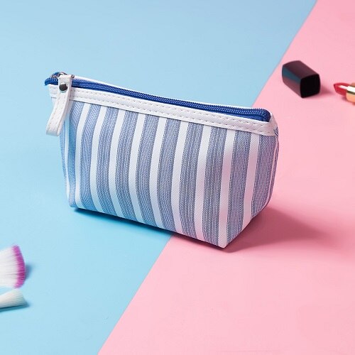 Canvas Cosmetic Striped Printed Travel Toiletry Organizer Portable