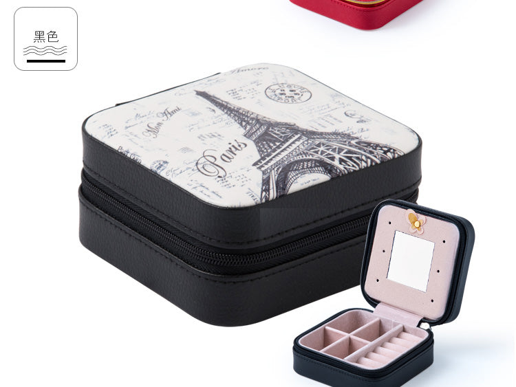 Travel Jewelry Organizer Case – PU Leather with Mirror