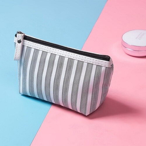 Canvas Cosmetic Striped Printed Travel Toiletry Organizer Portable