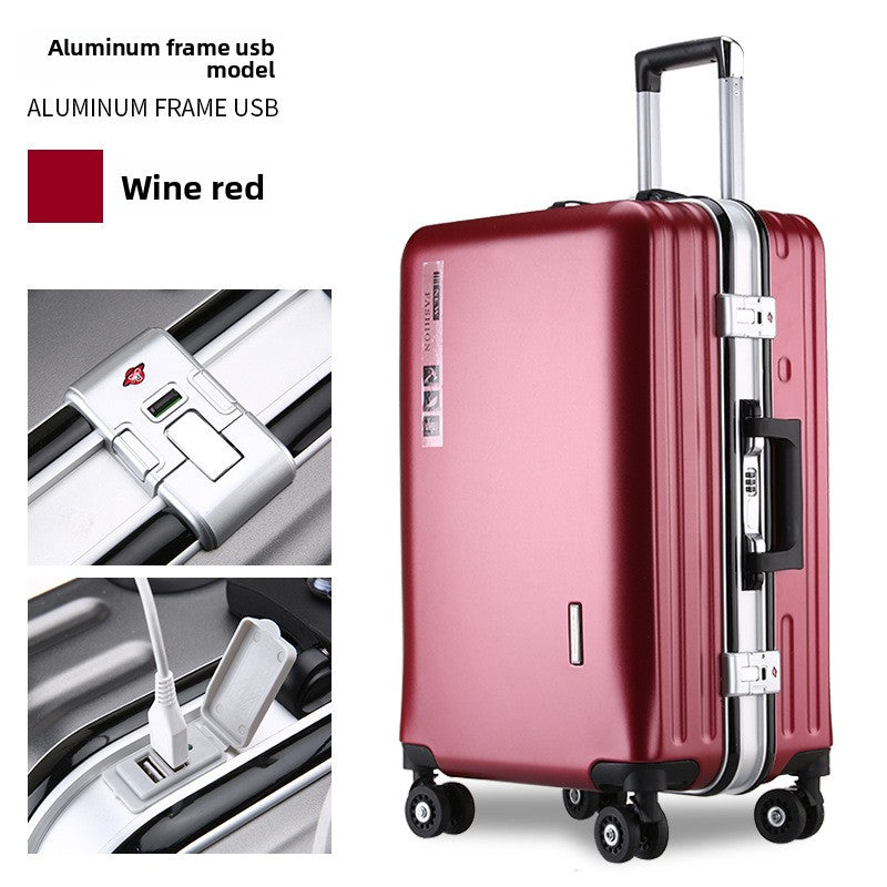 20-Inch Aluminum Frame Carry-On Luggage with USB Charging Port & Spinner Wheels