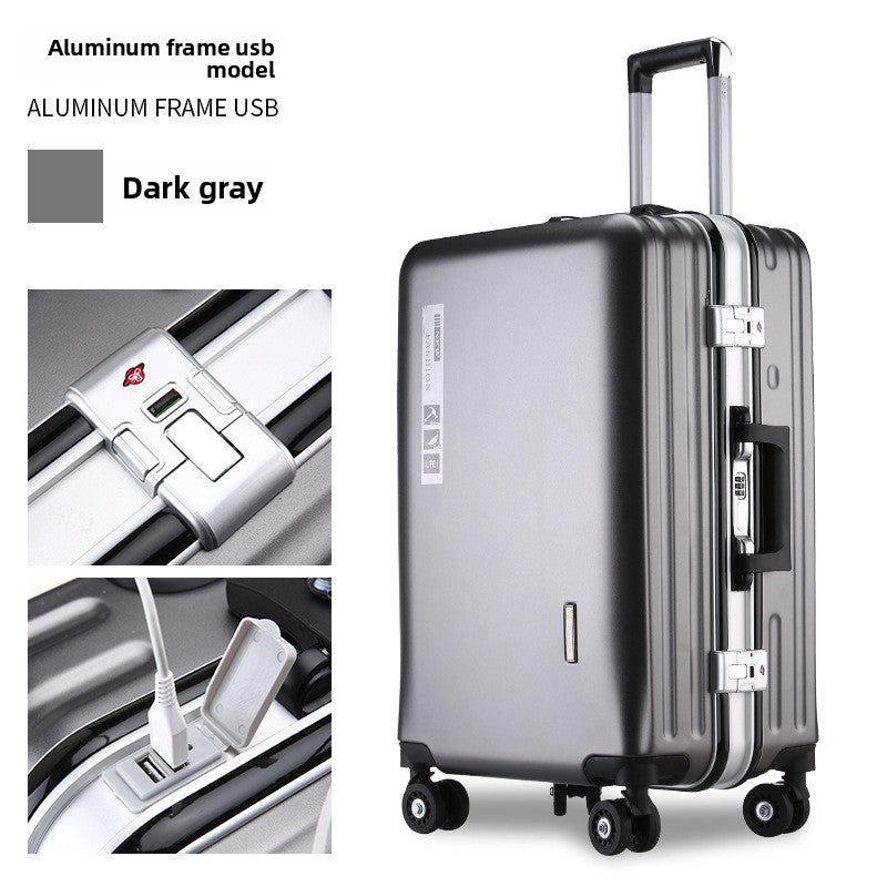 20-Inch Aluminum Frame Carry-On Luggage with USB Charging Port & Spinner Wheels
