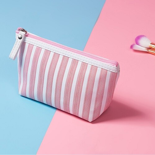 Canvas Cosmetic Striped Printed Travel Toiletry Organizer Portable
