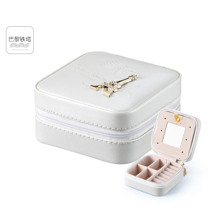 Travel Jewelry Organizer Case – PU Leather with Mirror