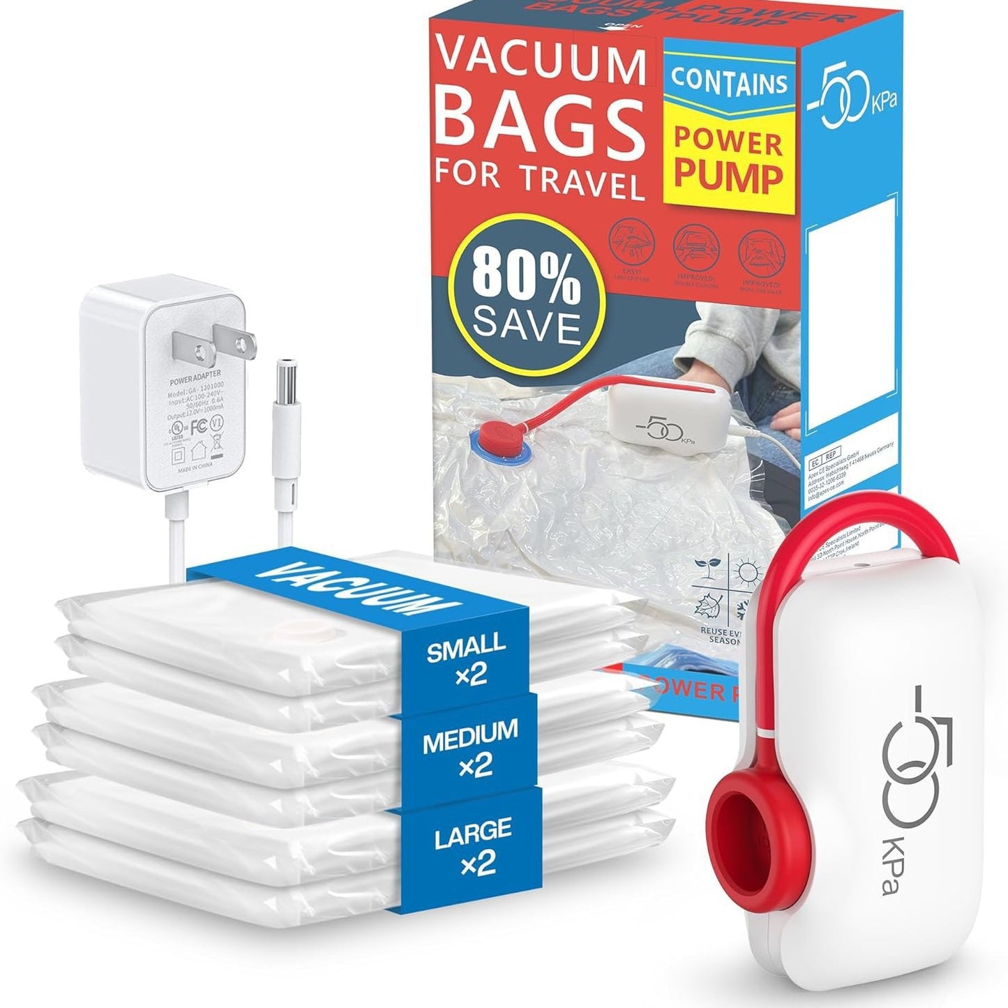 Electric Vacuum Compression Travel Bags with Pump (6–12 Pack)