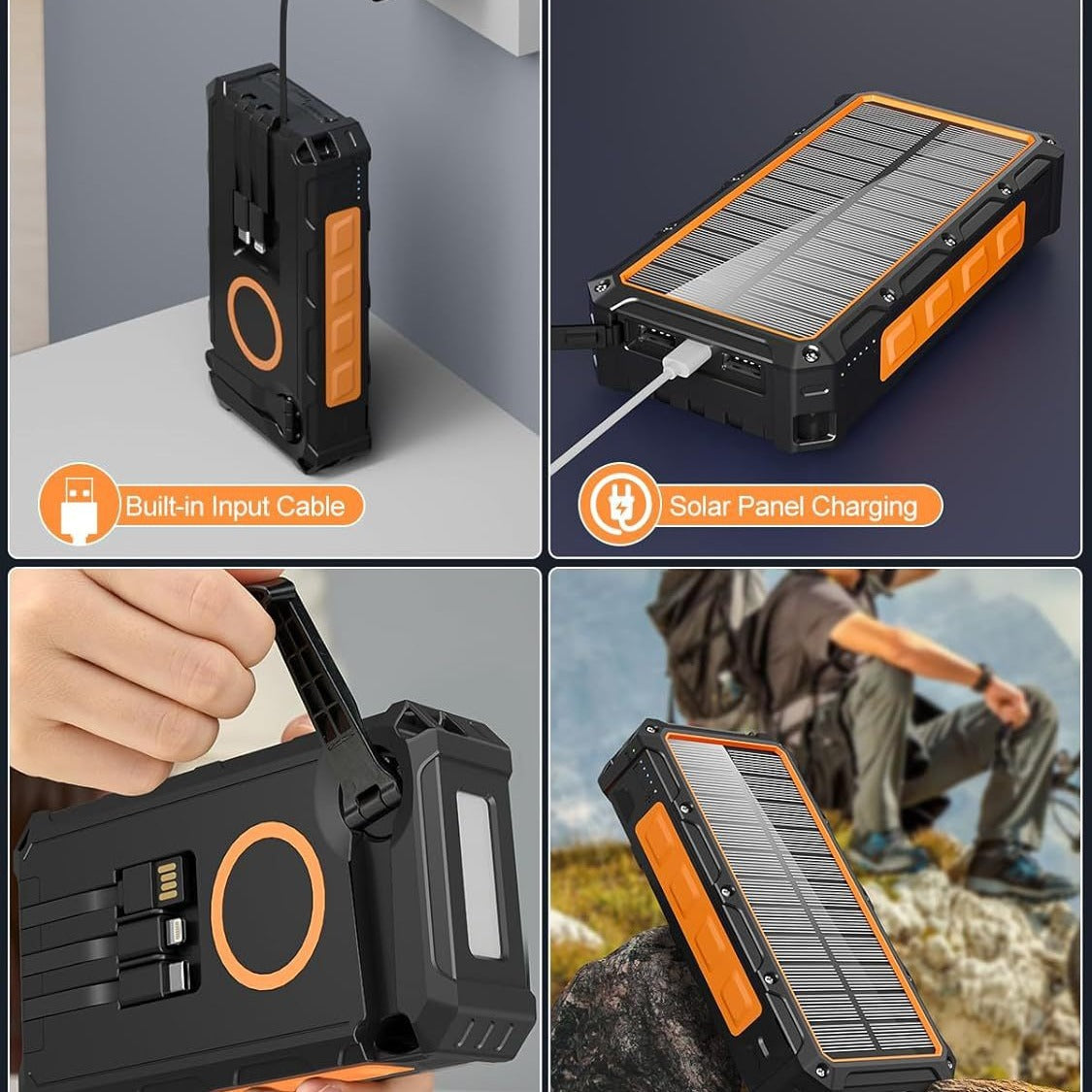 Solar Hand Crank Power Bank – 20000mAh Emergency Charger