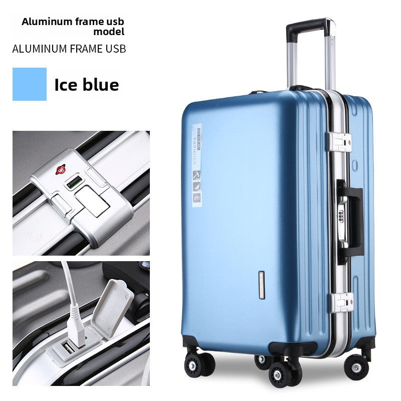 20-Inch Aluminum Frame Carry-On Luggage with USB Charging Port & Spinner Wheels