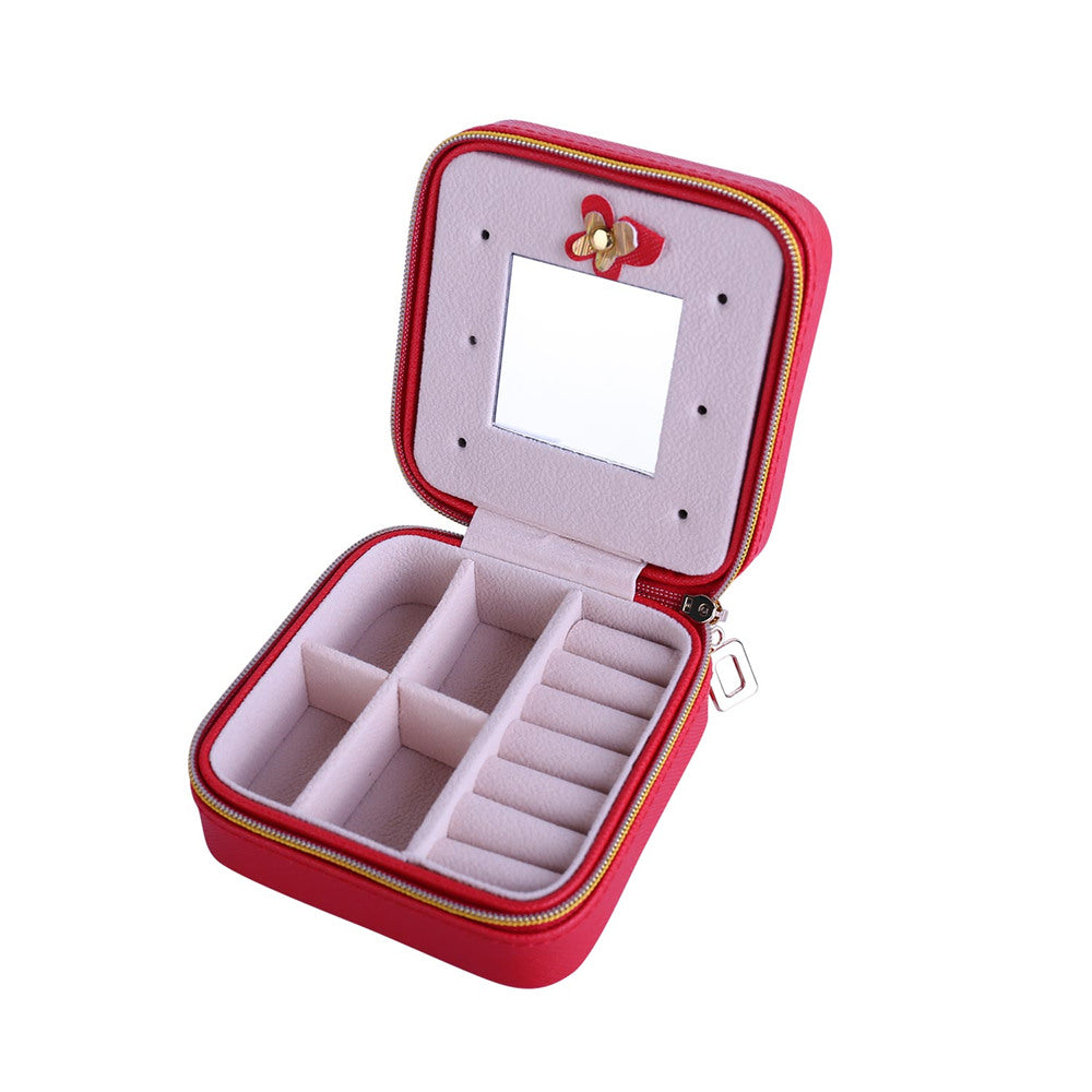 Travel Jewelry Organizer Case – PU Leather with Mirror