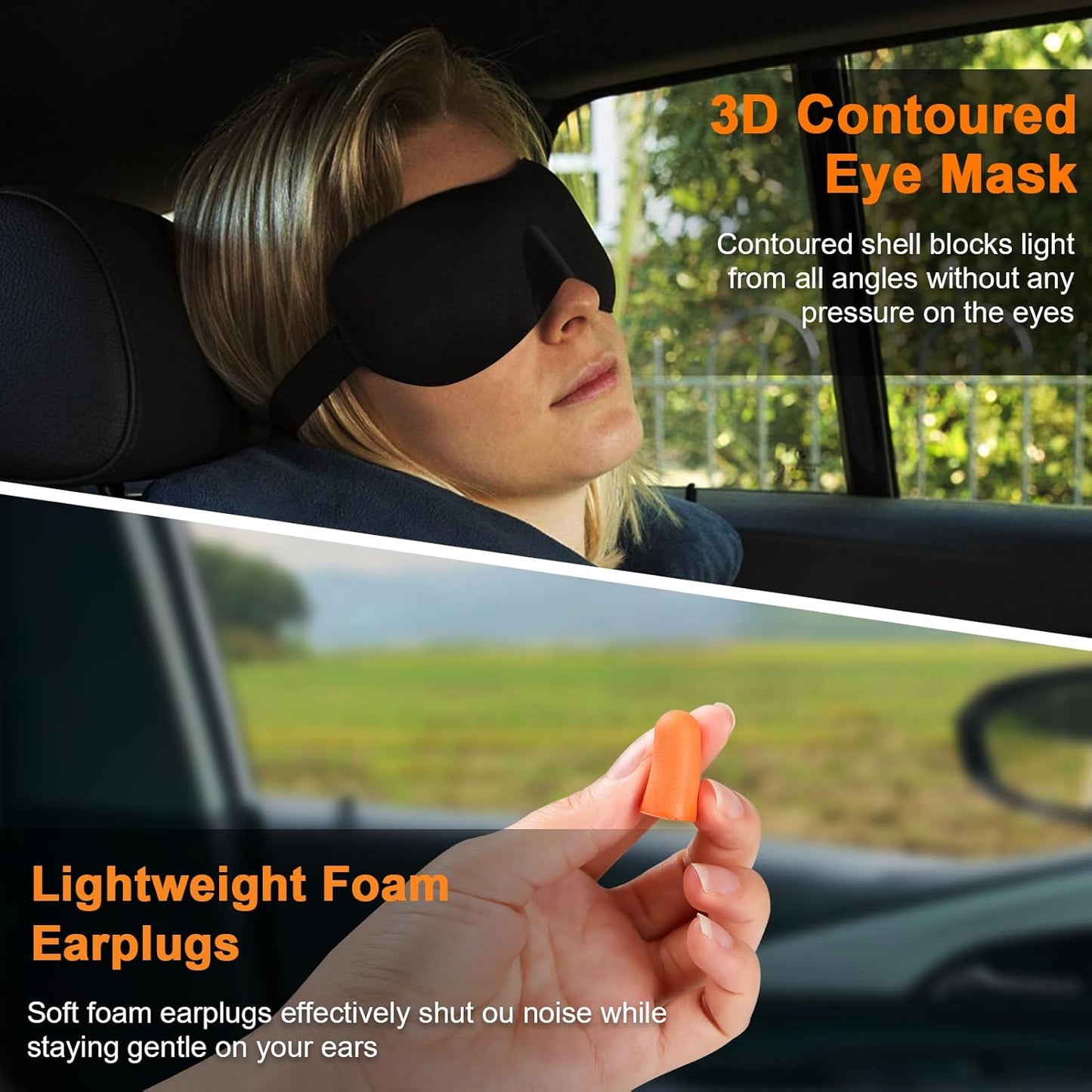Travel Pillow - Hooded Neck Pillow Airplane Memory Foam Filling for Plane, Office, Cars Sleeping, Road Trip, Long Flights, Portable Plane Accessories, Includes Eye Mask & Earplugs (Green)