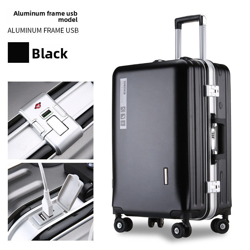 20-Inch Aluminum Frame Carry-On Luggage with USB Charging Port & Spinner Wheels
