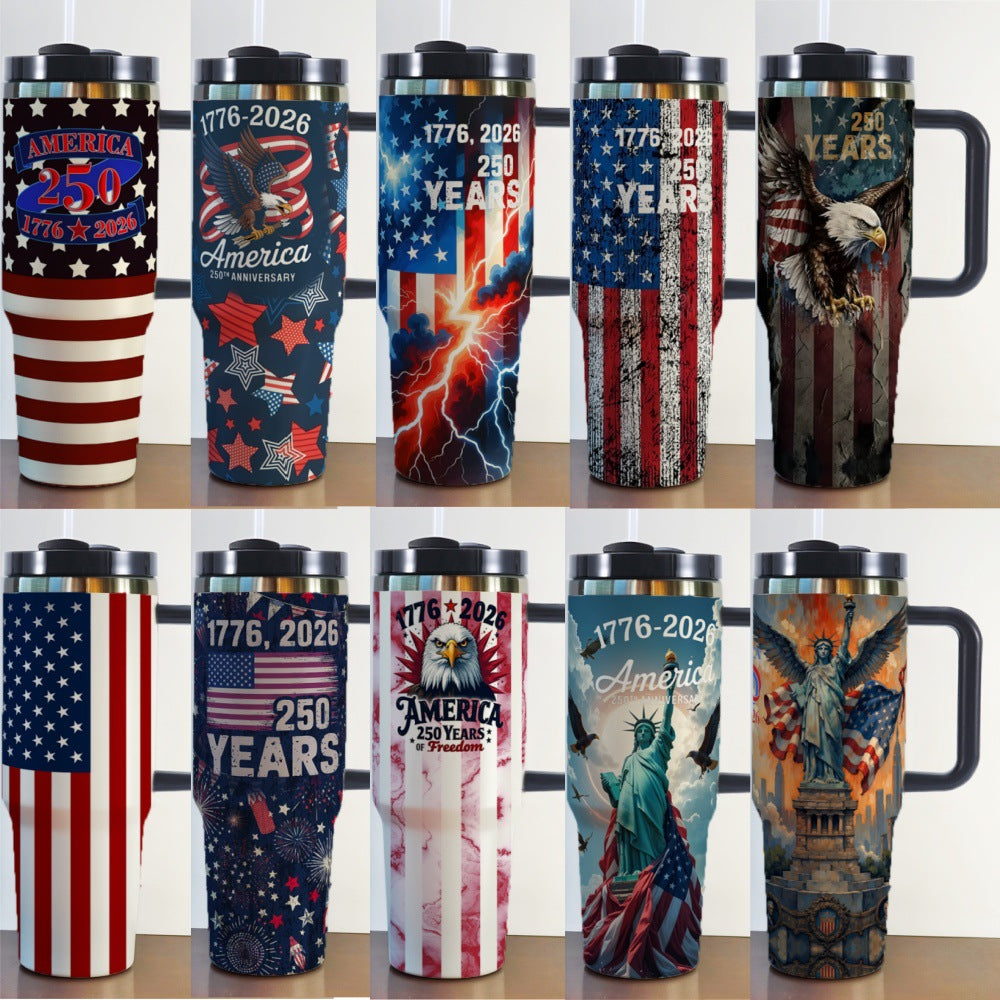 40oz Insulated Travel Mug with Handle – Stainless Steel Vacuum Tumbler