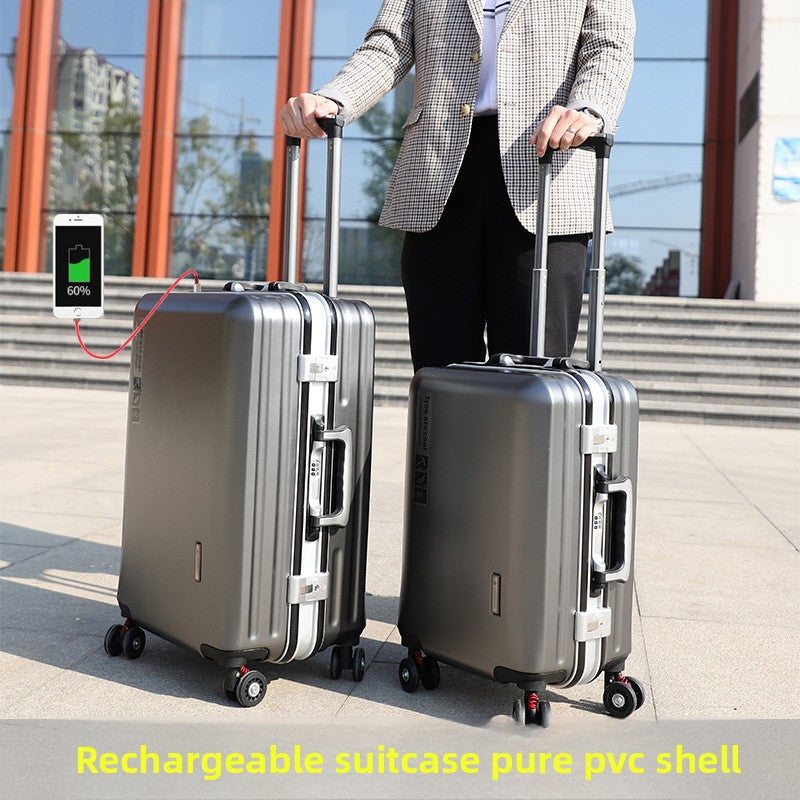 20-Inch Aluminum Frame Carry-On Luggage with USB Charging Port & Spinner Wheels