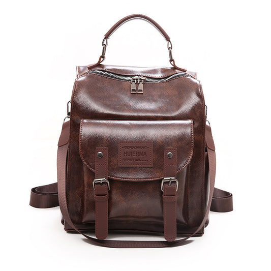 Backpack Women Soft Leather Fashion Large-capacity Travel Backpack School Bag
