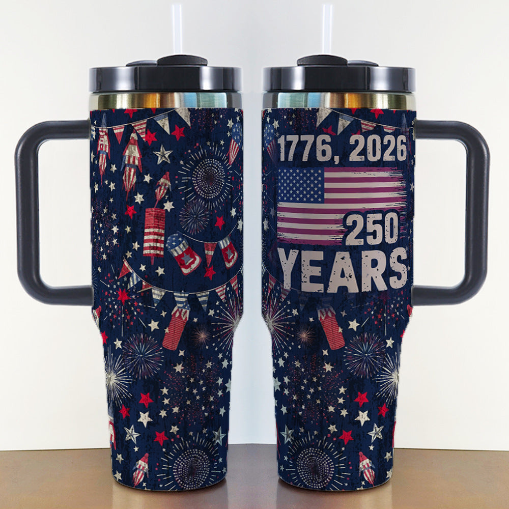 40oz Insulated Travel Mug with Handle – Stainless Steel Vacuum Tumbler