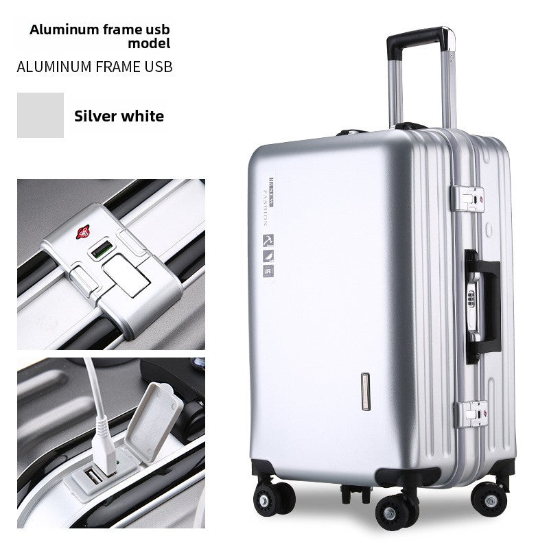 20-Inch Aluminum Frame Carry-On Luggage with USB Charging Port & Spinner Wheels
