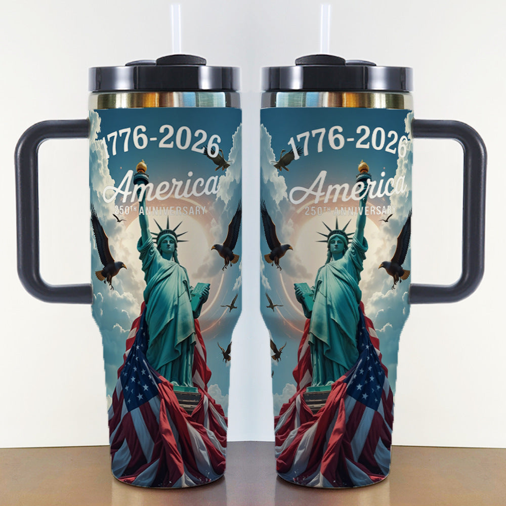 40oz Insulated Travel Mug with Handle – Stainless Steel Vacuum Tumbler
