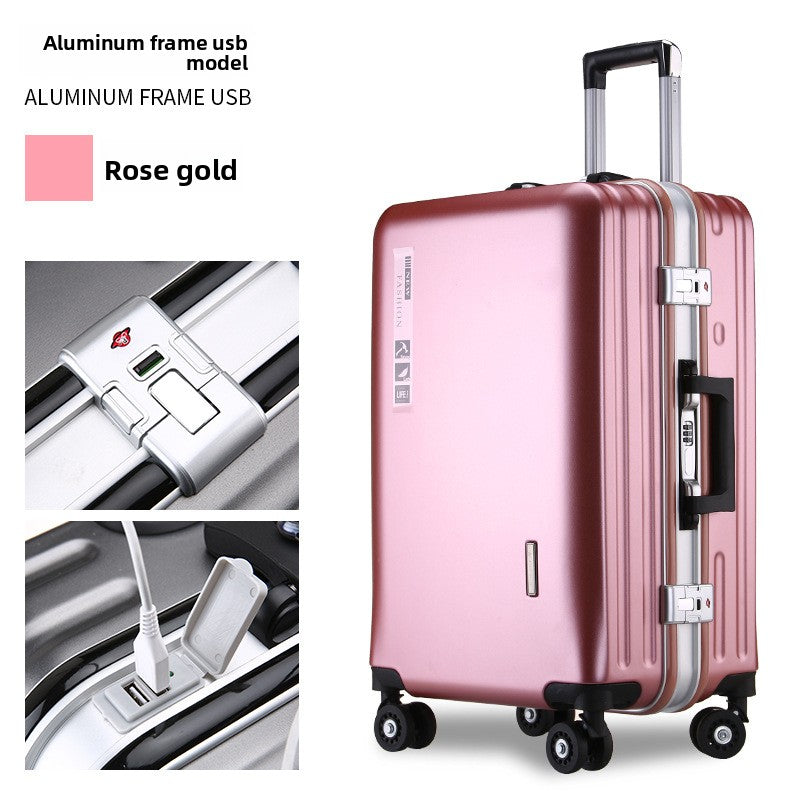 20-Inch Aluminum Frame Carry-On Luggage with USB Charging Port & Spinner Wheels