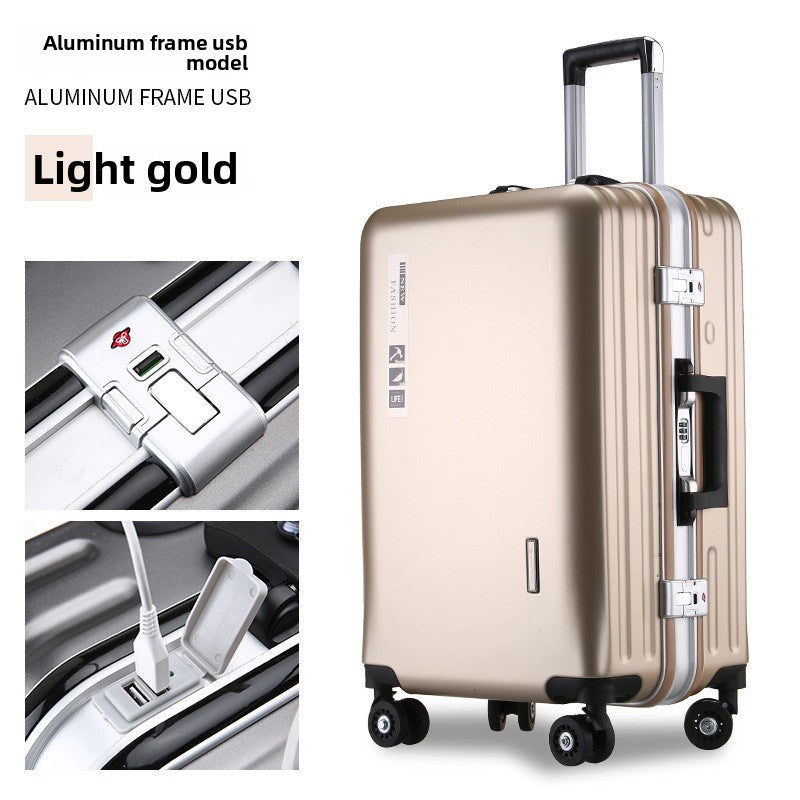 20-Inch Aluminum Frame Carry-On Luggage with USB Charging Port & Spinner Wheels