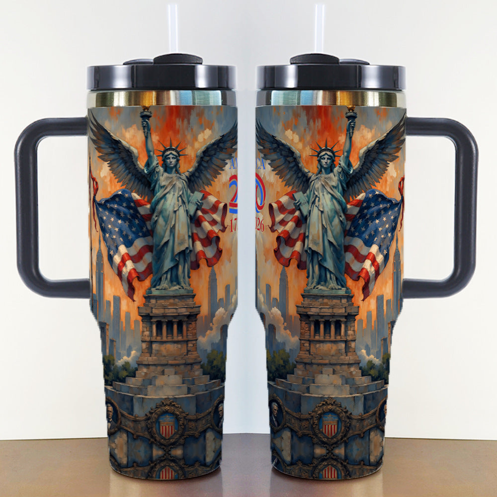 40oz Insulated Travel Mug with Handle – Stainless Steel Vacuum Tumbler
